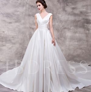 V-neck A-Line wedding dress